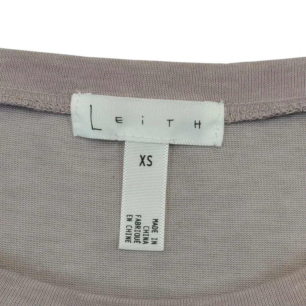 Leith XS Taupe Brown Ruched Asymmetrical Midi Dress Casual Minimalist XS Mauve - Picture 8 of 11